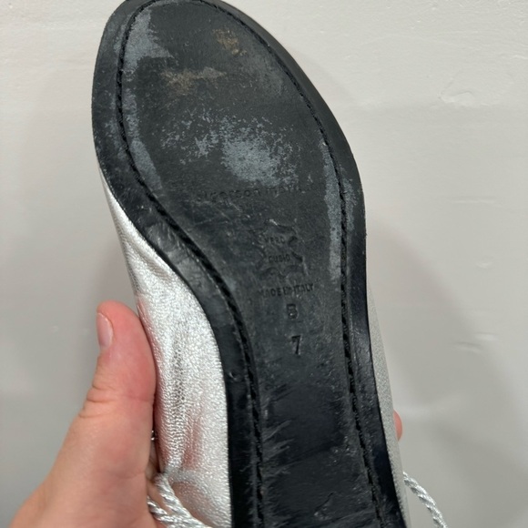 Sigerson Morrison Silver Lace-Up Ballet Flats Leather Size 7 - Picture 6 of 9